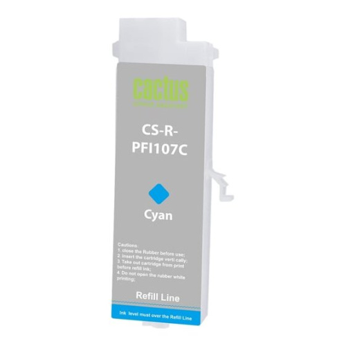 Картридж перезаправляемый струйный Cactus CS-R-PFI107C-Chip голубой для Canon imageProGraf iPF670/680/685/770/780/785