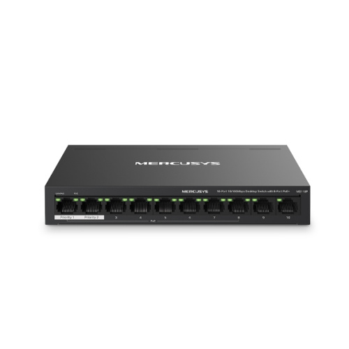 Коммутатор Mercusys MS110P с 10 портами 10/100 Мбит/с (8 портов PoE+)