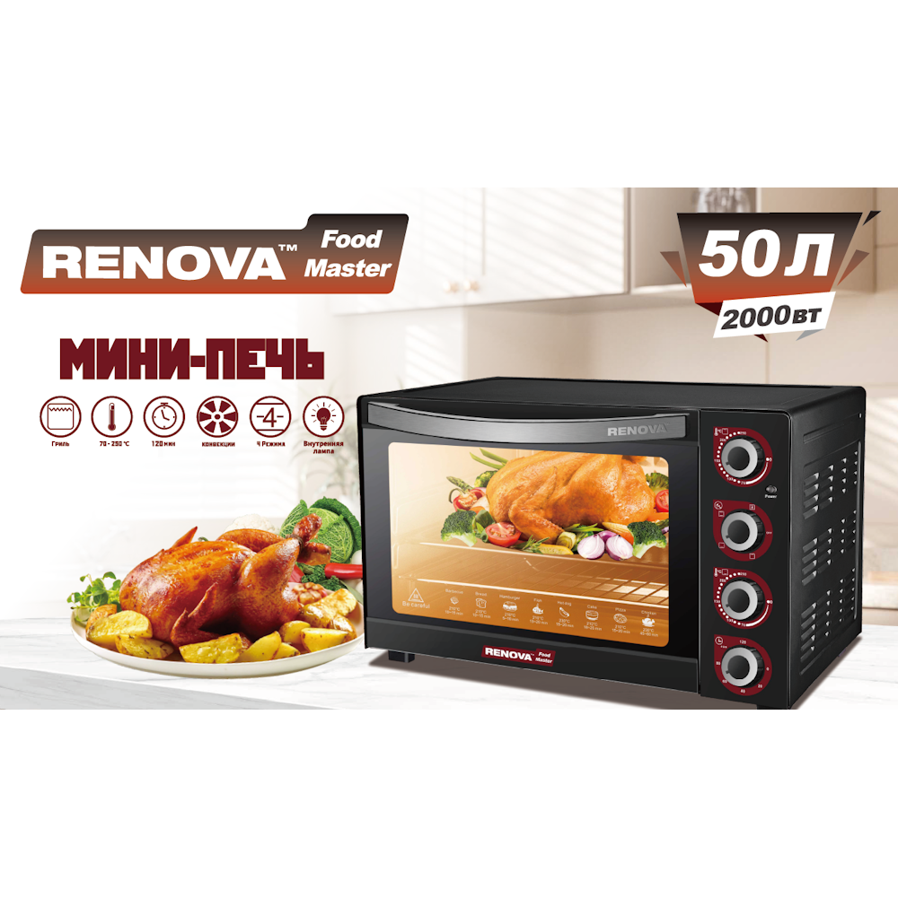 Мини-печь RENOVA MO-50GFLTB1 — фотография 2