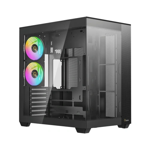 Корпус Ocypus Delta C74 BK ARGB (Delta-C74-BKD200XX-GL), без БП, Midi-Tower, TG, 2x120mm 2xUSB-A 3.0 + 1xUSB-C 3.1, ATX, mITX Black