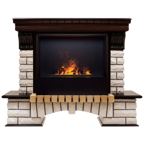 Электрокамин RealFlame Country 26 AO античный дуб с очагом 3D Cassette 630 Black Panel