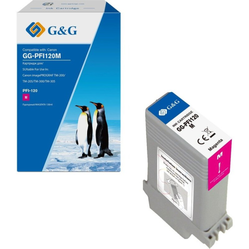 Картридж струйный G&G GG-PFI120M пурпурный (130мл) для Canon imagePROGRAF TM-200/205/300/305/250