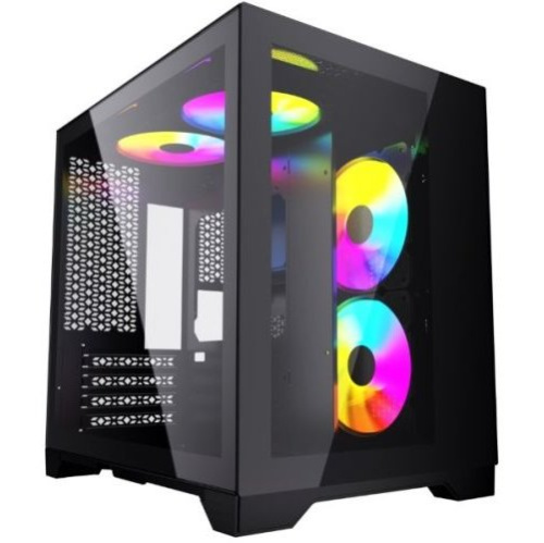 Корпус Powercase Vision Micro (CVBM-L4) Black, Tempered Glass, 4х 120mm 5-color fan, чёрный, mATX