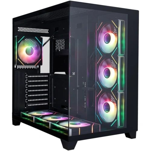 Корпус 1STPLAYER Megaview MV8-TP ARGB Black (MV8-TP-BK-6FC7R-1FC7-HUB2) / ATX / 7x120mm ARGB fans hub