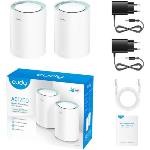 Бесшовный Mesh роутер Cudy M1300 (2-Pack) AC1200 10/100/1000BASE-TX белый