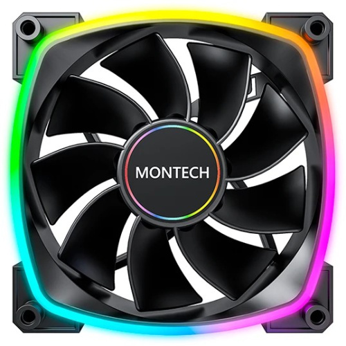 Вентилятор Montech RX140 PWM Reverse Black (RX140 PWM black) / 140mm, 4pin PWM, 3pin ARGB, 600-1600RPM, 90.5CFM, 27.9dBA, Rifle bearing
