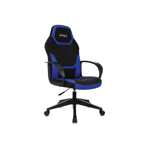 Кресло игровое BRABIX Alpha GM-018 (532638) ткань/экокожа, черное/синее