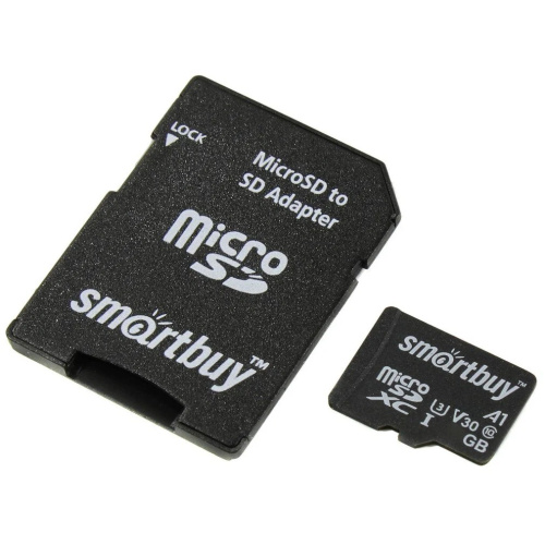 Карта памяти Smartbuy (SB128GBSDU1A-AD) micro SDXC 128GB U3 V30 A1 Advanced R/W up to 90/55 с адапт