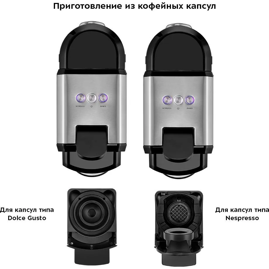 Кофеварка капсульная KitFort КТ-7192 серебристый — фотография 5