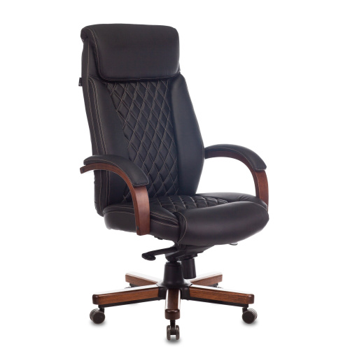 Кресло Бюрократ T-9924Walnut (T-9924Walnut/Black) кожа черный