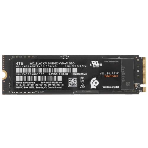 4000 ГБ M.2 NVMe накопитель WD Black SN850X [WDS400T2X0E]