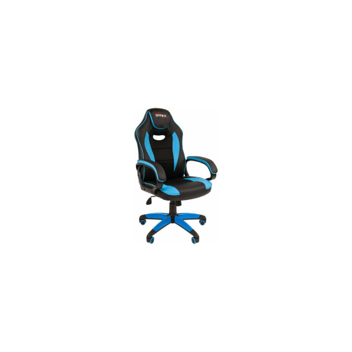 Кресло игровое BRABIX Blaze GM-162 (532578) TW/экокожа, черное/голубое