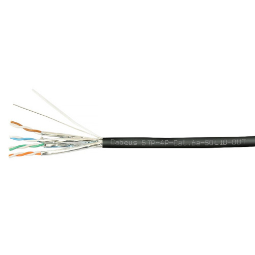 Кабель витая пара Cabeus STP-4P-Cat.6a-Solid-Out-LSZH-UV категория 6a 4 пары одножильный