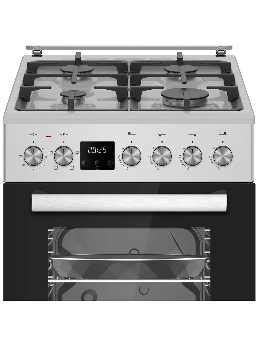 Комбинированная плита Simfer F56MG45025 50х60см, 47л, таймер, подсветка, газ контроль, автоподжиг, чугунные решетки 4 конфорки, 2 противня, решетка Комбинированная плита Simfer F56MG45025 50х60см, 47л, таймер, подсветка, газ контроль, автоподжиг, чугунные решетки 4 конфорки, 2 противня, решетка — Дополнительный ракурс