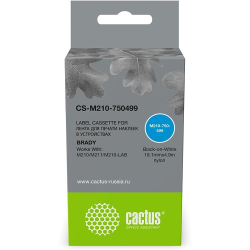 Картридж ленточный Cactus CS-M210-750499 M210-750-499 черный на белом 19.1x4.9 для Brady M210/M211/M210-LAB