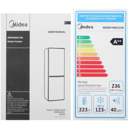 Холодильник с морозильником   Midea MDRB470MIE22OM черный