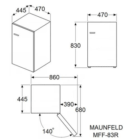 Холодильник компактный   MAUNFELD MFF83RB черный