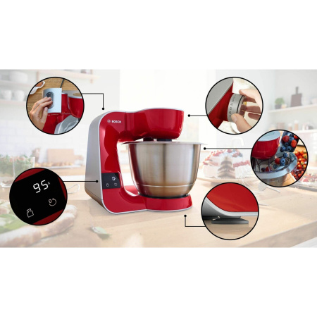 Кухонная машина Bosch MUM5X720 красный/серый