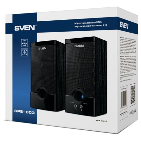 Колонки Sven SPS-603 2.0 черный 6Вт