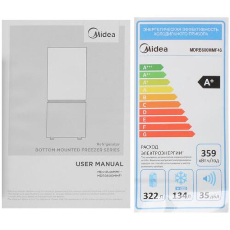 Холодильник с морозильником   Midea MDRB600MMF46 серебристый